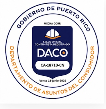 Official DACO registered contractor seal for Mecha Corp.